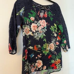 Blue floral blouse